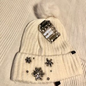 Snowflake Sparkle Pom Pom Hat